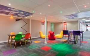 The vibrant interior of Bayham Street in Camden, an ideal virtual office space for startups in London's media industry